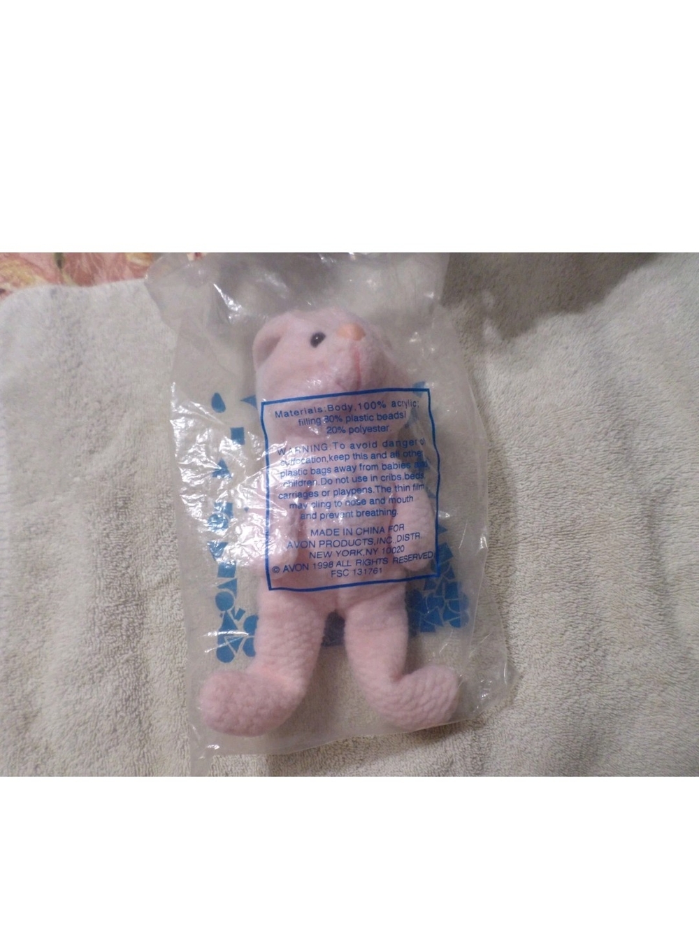 Avon Light Pink Plush Small Pet Toy Bear